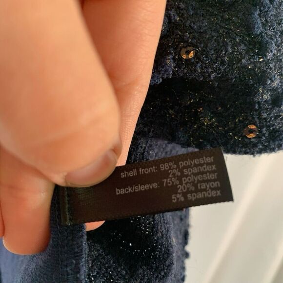 The Limited Blouse Women's Medium Blue Sequin Short Sleeve Round Neck Pullover - Picture 5 of 7